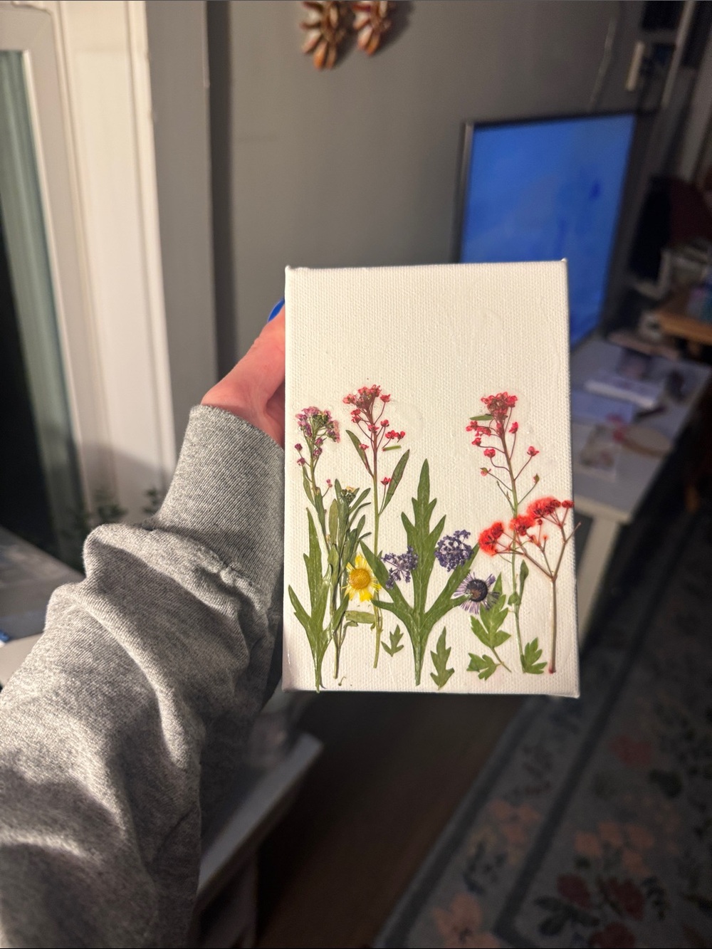 Wildflower Mini Canvas pressed flowers  – Multi-Color Botanical Art